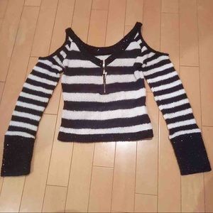 d.i.a Japanese brand lightening charm off shoulder knit sweater